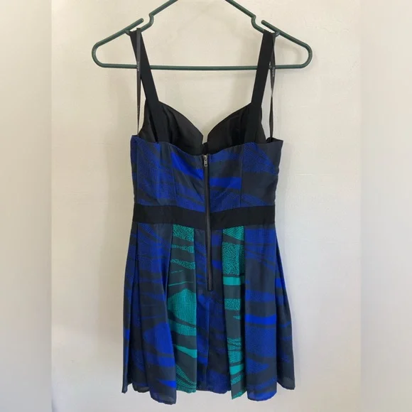 Hype Anthropologie Blue Green Black Silk Dress - Picture 2 of 4